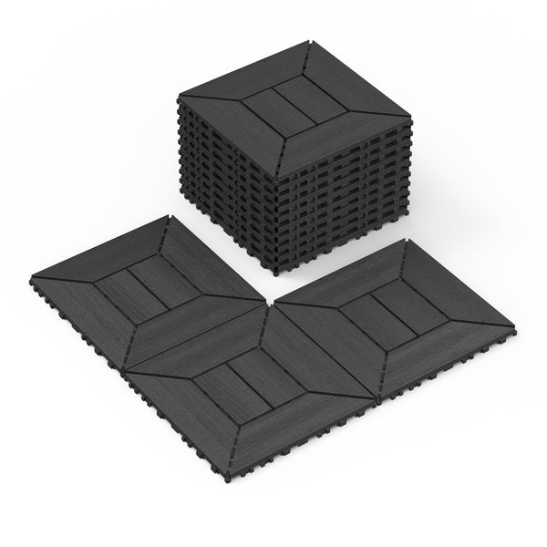 44 Pack Interlocking Deck Tile, Patio Deck Tiles,12x12in Square Waterproof Flooring Tiles All Weather Use, for Outdoor, Indoor, Poolside, Balcony, Backyard