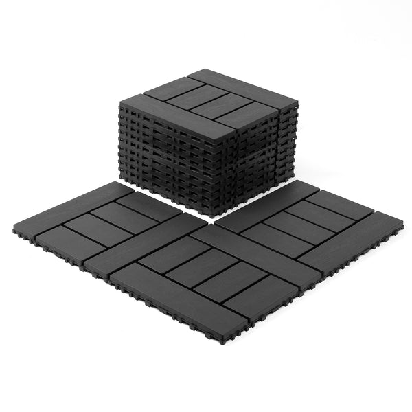 44 Pack H Type Interlocking Deck Tile, Patio Deck Tiles,12x12in Square Waterproof Flooring Tiles All Weather Use, for Outdoor, Indoor, Poolside, Balcony, Backyard