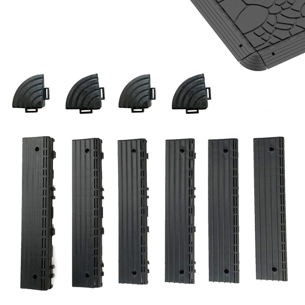 30/60 Pieces Straight Edge Trim And 4 Corners For Interlocking Deck Tiles, Easy interlock Waterproof Fireproof UV Resistant